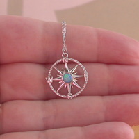 BOXED GIFT/Sterling Silver Blue Opal Compass Necklace/Opal Necklace/Blue Opal Necklace/Opal Jewellery/Opal Jewelry/Gemstone Necklace/UK - Thumbnail 4
