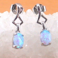 BOXED GIFT/925 Blue Opal Earrings/Sterling Silver Blue Opal Earrings/Opal Jewellery/Opal Jewelry/Opal Jewelery/Opal Stud Earrings/UK - Thumbnail 1