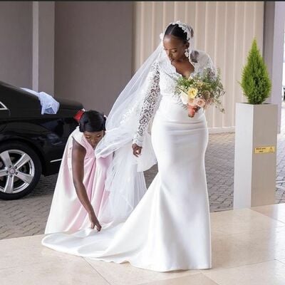 Elegant wedding dress, memraid lace african girls bridal dress bridal gown