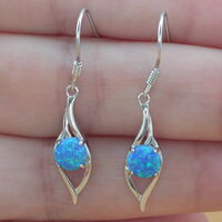BOXED GIFT/Sterling Silver Blue Opal Drop Earrings/Opal Jeweller/Blue Opal Earrings/Opal Jewellery/Opal Jewelry/October Birthstone/UK - Thumbnail 2