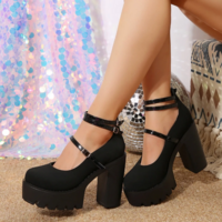 Chunky Heels Platform Fashion Shoes - Thumbnail 4