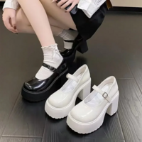 Gothic Kawaii Ankle Strap Chunky Heels Shoes - Thumbnail 3