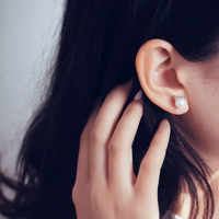 Silver Cat Stud Pearl Earrings  - Thumbnail 4