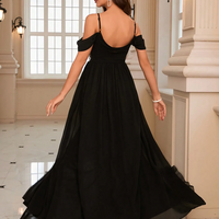 strapless chiffon bridesmaid dress Floral patchwork evening gown - Thumbnail 4