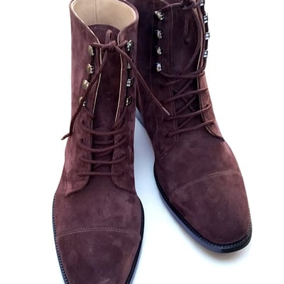 Crafted leather classic genuine suede leather ankle high lace up boot