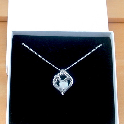 Boxed gift/sterling silver opal mother & baby pendant & chain/opal necklace/opal jewellery/opal jewelry/mother necklace/baby necklace/uk - Thumbnail 1