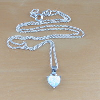 BOXED GIFT/Sterling Silver Opal Heart Pendant & Chain/Opal Necklace/Opal Heart Necklace/Opal Jewellery/October Birthstone/UK - Thumbnail 2