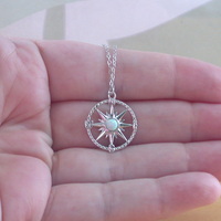 BOXED GIFT/Sterling Silver Opal Compass Necklace/White Opal Necklace/Opal Jewellery/Opal Jewelry/October Birthstone/Compass Pendant/UK - Thumbnail 3