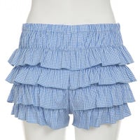 Small plaid multi-layer cake skirt pants - Thumbnail 2