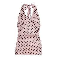Pink Polka Dot Halter Neck Vest and Light Pink Skirt - Thumbnail 9