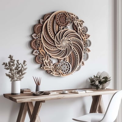 Yin yang nautilus | modern zen home office wall hanging | laser cut mandala