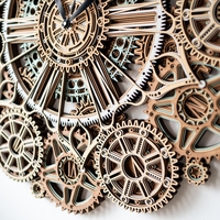 STEREOWOOD Celestial Gear Wall Clock, 3D Geometric Wood Art, Multi-Layer Mandala Clock, Handmade Wood Decor, Modern Wall Art for Home Office - Thumbnail 5