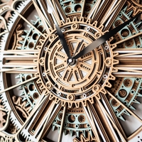 STEREOWOOD Celestial Gear Wall Clock, 3D Geometric Wood Art, Multi-Layer Mandala Clock, Handmade Wood Decor, Modern Wall Art for Home Office - Thumbnail 4