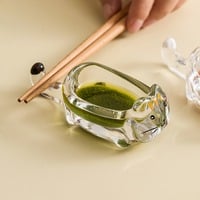 5pcs cute cat crystal glass seasoning dipping dish chopstick holder - Thumbnail 4