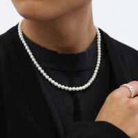 Classic Elegant White Pearl Chokers Necklace For Women Men - Thumbnail 6