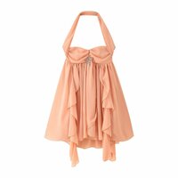 Sexy tube-neck halter dress with metal embellishments - Thumbnail 6
