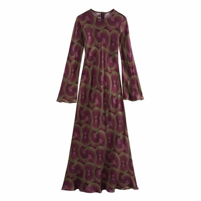 Geometric print satin dress