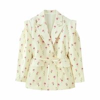 Fashionable design waist tie wide shoulder suit jacket - Thumbnail 7
