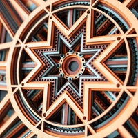 STEREOWOOD Compass, Symmetrical Mandala Wall Art, 3D Laser Cut Geometric Wood Decor Set, Handcrafted Wall Sculpture Panels - Thumbnail 8