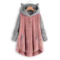 Warm Fleece Hoodie  Pullover with Cat Ears & Pockets - Thumbnail 2