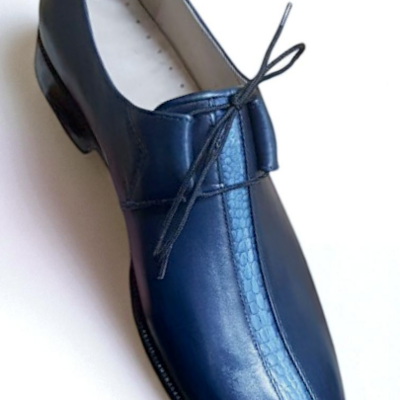Crafted leather classic blue leather oxford dress shoes - Thumbnail 1
