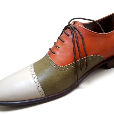 Crafted leather classic tri tone leather oxford lace up dress shoes