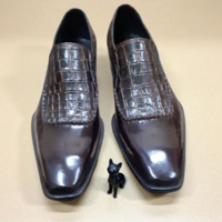 Crafted Leather Classic Bespoke Dark Brown Crocodile/Alligator Leather Loafers Dress Shoes - Thumbnail 1