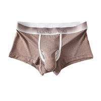 Men's sexy underwear mesh holes breathable youth elephant tube physiological boxer briefs L482   - Thumbnail 3