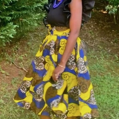 Radiant waves skirt set w/ headwrap & purse