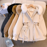 Fleece Lined Hooded Down Jacket  Warm Winter Coat for Women - Thumbnail 2