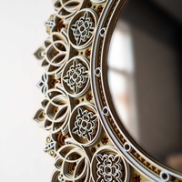 STEREOWOOD Decorative Wall Mirror, Handcrafted Laser-Cut Layered Wood Art, Home Decor for Modern Zen Interiors - Thumbnail 3