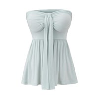 Women's Twisted Pleated Ribbon Tube Top + Long-sleeved Cardigan Jacket Two-piece Set - Thumbnail 9
