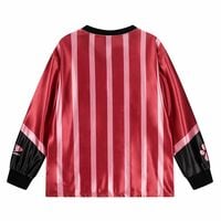 Retro cat striped contrasting print jersey sports long-sleeved T-shirt - Thumbnail 1
