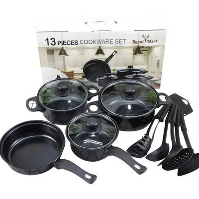 13 piece cookware set  pot  frying pan with lid and shovel kitchenware set - Thumbnail 2