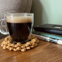 Crochet Sunflower Coaster Set of Two Handmade by Grandma - Thumbnail 4