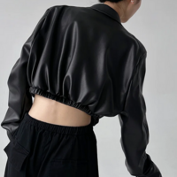Gothic Punk Black Women’s Black PU Leather Jacket - Thumbnail 1