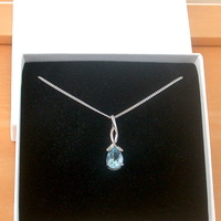 BOXED GIFT/Blue Topaz Pendant 18" Sterling Silver Chain/Topaz Necklace/Topaz Jewellery/Topaz Jewelry/Topaz Jewelery/November Birthstone/UK - Thumbnail 7