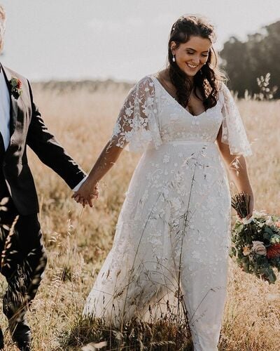 Elegant Wedding Dress, Plus Size Lace Bridal Dress Bridal Gown