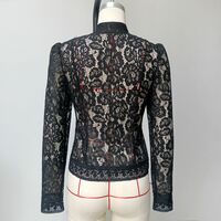 Commuter lace crochet stand collar slim fit shirt - Thumbnail 3