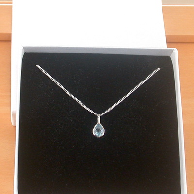 Boxed gift/sterling silver blue topaz teardrop pendant & chain/blue topaz necklace/topaz jewellery/topaz jewelry/november birthstone/uk