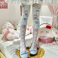  Alice Rabbit Bandage Print Tights Pantyhose Stockings - Thumbnail 1