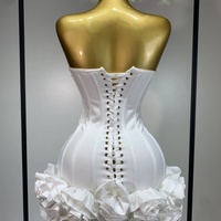 V-Neck Backless Cross Pleated Evening Gown – Three-Dimensional Flower Design - Thumbnail 9