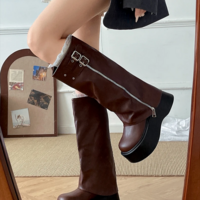 Fashion Belt Buckle Gothic Platform Punk Style Women’s Knee High Boots - Thumbnail 5