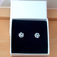 BOXED GIFT/Sterling Silver Blue Topaz Earrings/Topaz Flower Earrings/Topaz Studs/Topaz Jewellery/Topaz Jewelry/UK - Thumbnail 7