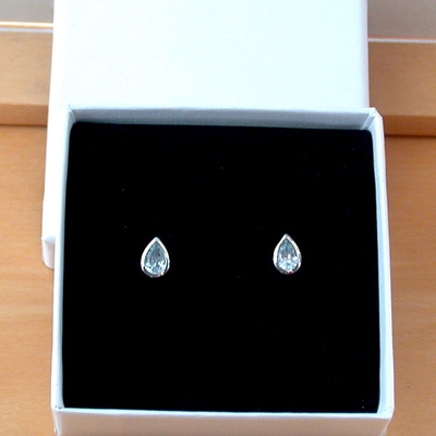 Boxed gift/sterling silver blue topaz teardrop stud earrings/topaz earrings/topaz jewellery/topaz jewelry/gemstone earrings/uk