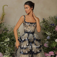 Luxury Dubai Ball Gown Evening Dress Sparkly Sequin Tiered Ruffles  - Thumbnail 1