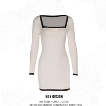 Temperament slim-fit long-sleeved lace hip-hugging mini dress