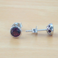 BOXED GIFT SET/Sterling Silver Heart & Cz Pendant & Chain/Garnet Necklace/Garnet Jewellery/Garnet Jewelry/Garnet Earrings/UK - Thumbnail 4