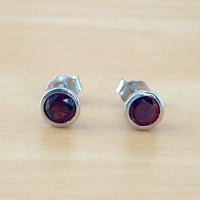 BOXED GIFT SET/Sterling Silver Garnet & Cz Pendant & Chain/Garnet Necklace/Garnet Jewellery/Garnet Jewelry/Garnet Earrings/UK - Thumbnail 5