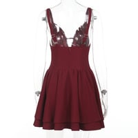 French puffy v-neck sexy pure vest dress - Thumbnail 5
